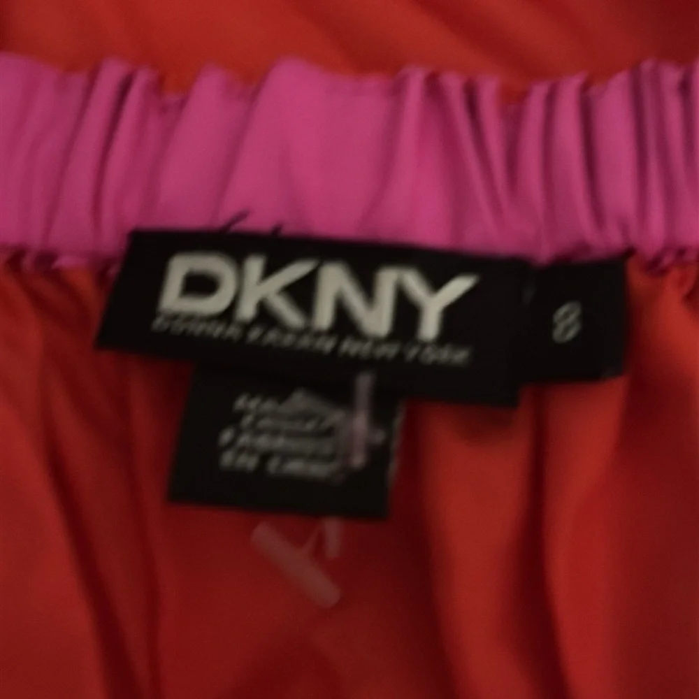 DNKY SILK Colorful Tiered Skirt Pink Orange Party 8 Bloomingdale’s Cruise Midi - Picture 8 of 10